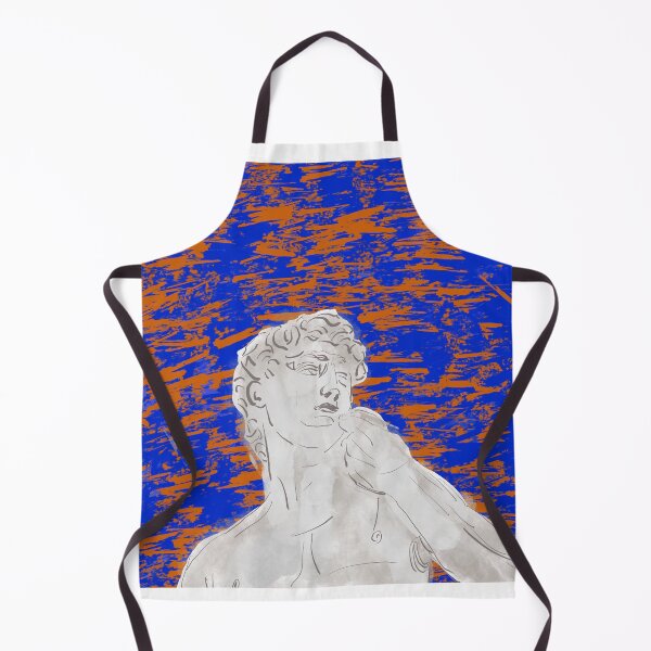 Item preview, Drawing of Michelangelo’s David with blue and orange background designed and sold by qlobba.