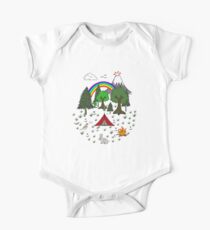 Cartoon Camping Szene Baby Body Kurzarm