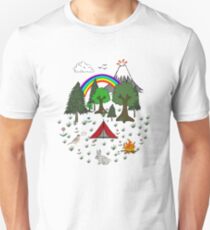 Cartoon Camping Scene Unisex T-Shirt
