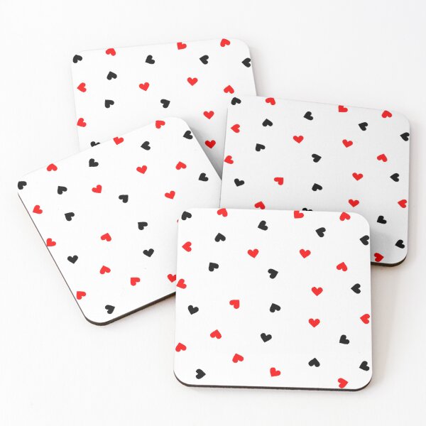 Item preview, Red and Black Polka Dot Heart Pattern on a White Background Large Sized Repeating Pattern designed and sold by Nicolette Olivier.