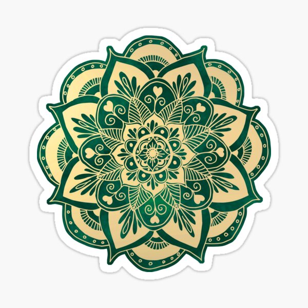Item preview, Green and Gold Flower Mandala designed and sold by Julie Erin Designs.