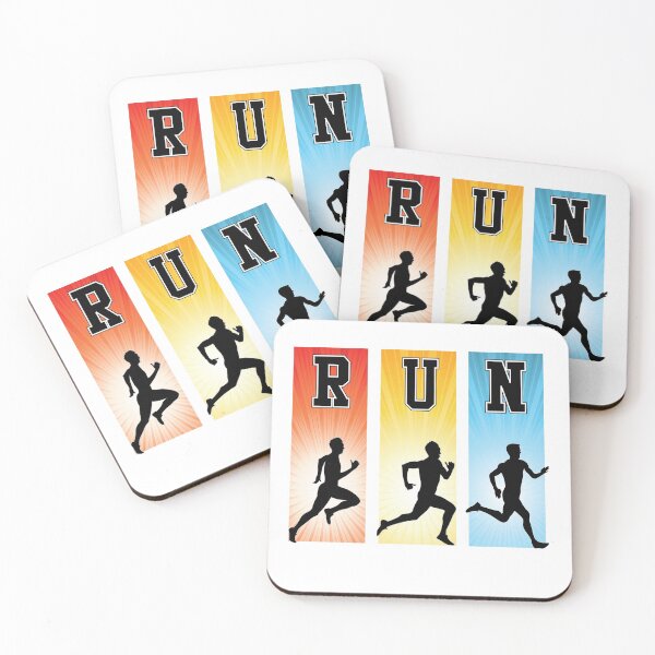 Item preview, RUN color banner graphic with running silhouettes designed and sold by Surfer Dave Designs.