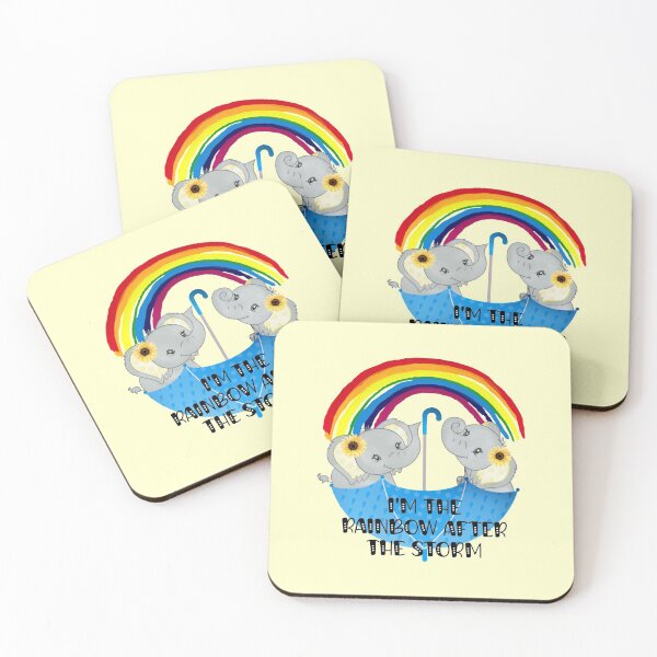 Item preview, I'm the Rainbow after The Storm Cute Baby Elephants with Yellow Sunflowers designed and sold by StickerArtwork.