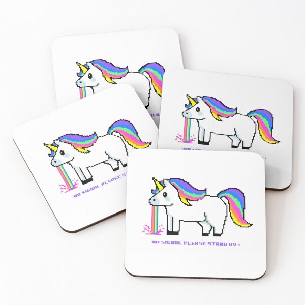 Item preview, Unicorn, no signal please stand by, color, rainbow, white,t-shirt designed and sold by Mydogheart4you.