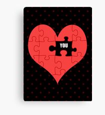 Heart Puzzle (black) Canvas Print