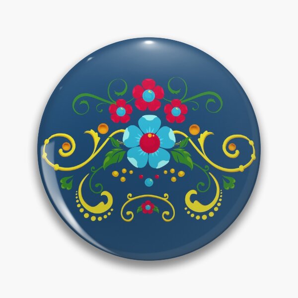 Item preview, Red and Blue Flowers in Buenos Aires Fileteado Porteno Filete Street Art Style designed and sold by infinitetango.