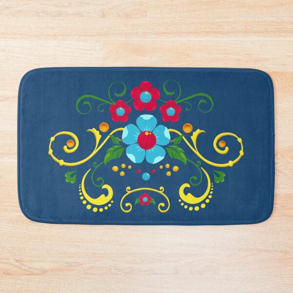 Item preview, Red and Blue Flowers in Buenos Aires Fileteado Porteno Filete Street Art Style designed and sold by infinitetango.