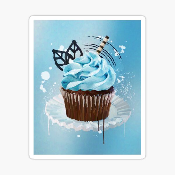 Blue Cupcake Sticker