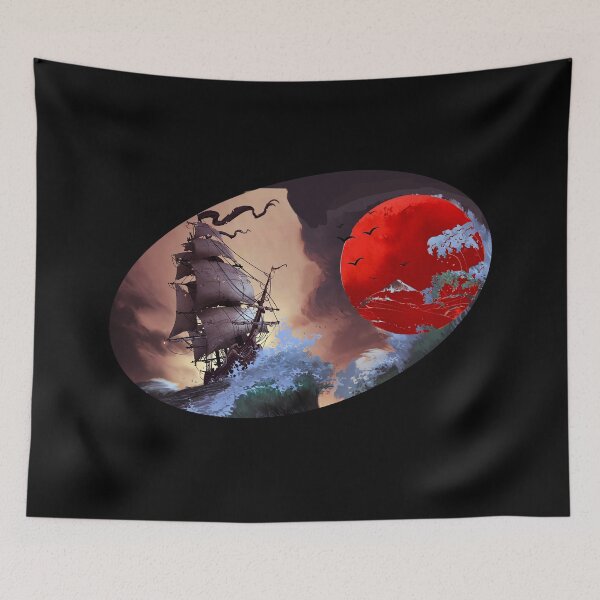 Item preview, pirate ship and sunset t-shirt design  designed and sold by zouhairchnafa.