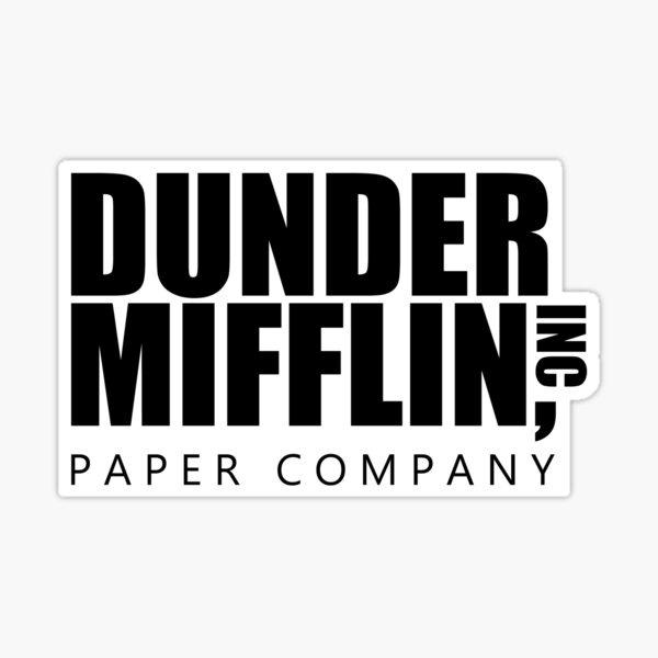 Dunder Mifflin Logo - B/W Sticker Sticker for Sale by pickledbeets