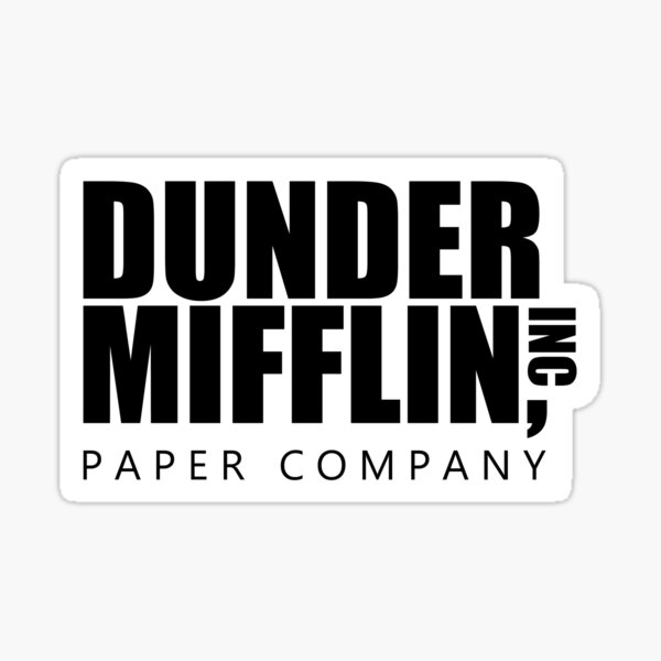 Dunder Mifflin Logo - B/W Sticker Sticker for Sale by pickledbeets