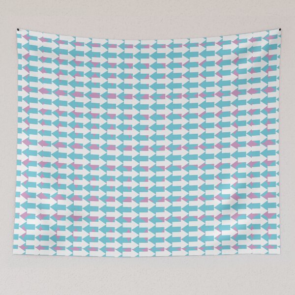 Item preview, geometric blue pink and white arrow pattern left right designed and sold by frauenbrauen.
