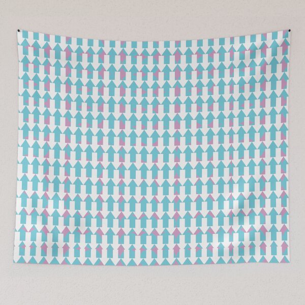 Item preview, geometric blue pink and white arrow pattern up down designed and sold by frauenbrauen.