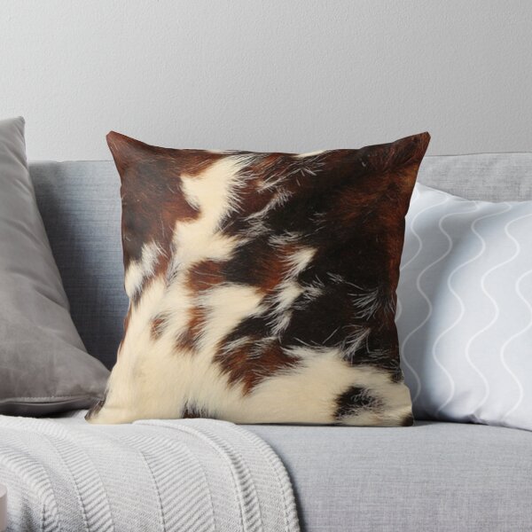 Brown Cowskin Fur Hide Pillow Throw Pillow