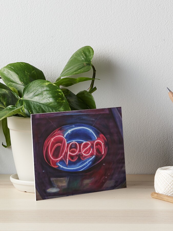 Thumbnail 1 of 2, Art Board Print, Open Neon Sign designed and sold by fionatgray.