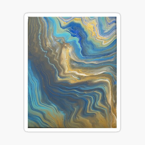 Item preview, Golden Waves: Abstract Blue and Gold Marble Art designed and sold by Sunshine’s Treasures & Art.
