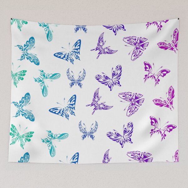 Aperçu de l'œuvre Papillons ombrés en rose, violet, bleu et turquoise créée et vendue par ShowMePrints.