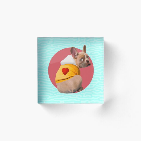 Valentine French Bulldog art Acrylic Block