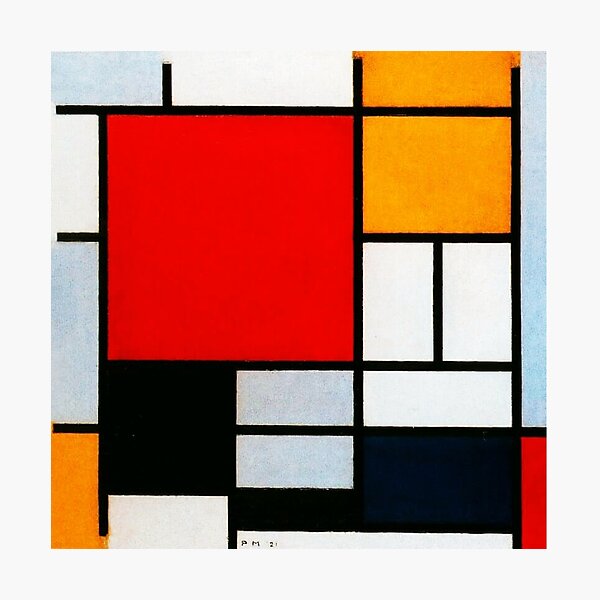 sammenhængende risiko Før Piet Mondrian | Composition with Large Red Plane,Yellow, Black, Gray, and  Blue " Photographic Print for Sale by Gascondi | Redbubble
