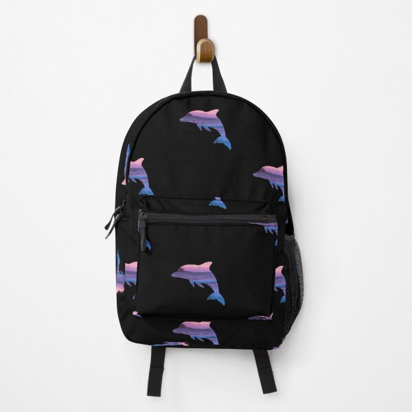 Item preview, Purple-blue ocean Dolphin black background designed and sold by Varshinee.