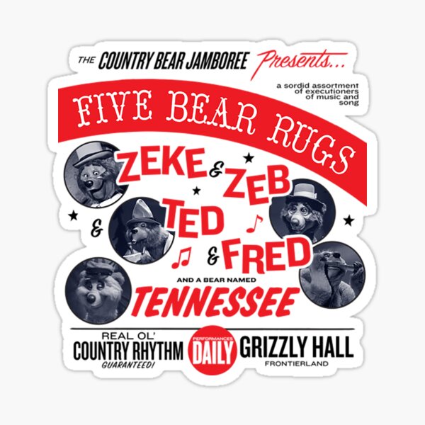 Country Bear Jamboree Five Bear Rugs Sticker