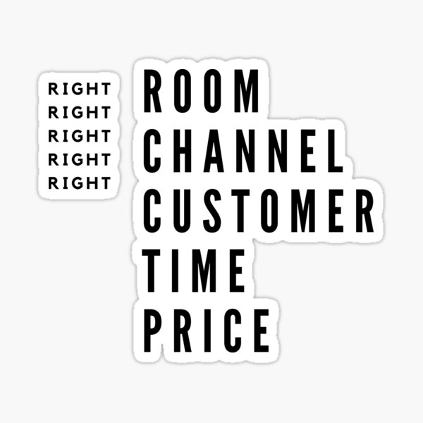 Right Room Channel Customer Time Price Black Logo Sticker