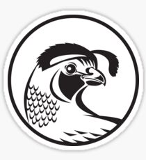 California Valley Quail Circle Black and White Sticker