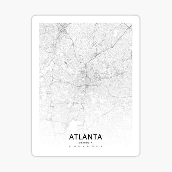 Atlanta Map Art Print By Landsartprints Sticker By Landsartprints