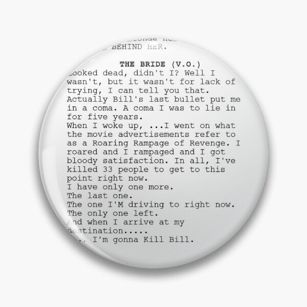 Item preview, Kill Bill vol.2  The Bride Monologue designed and sold by caminoriegaa.