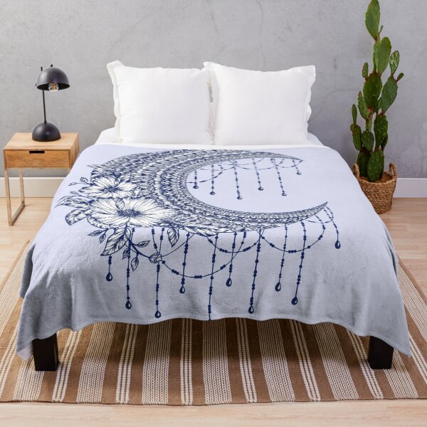 Artikelvorschau, Blaues Tintenleuchter-Mondmandala entworfen und verkauft von Mandala & More.