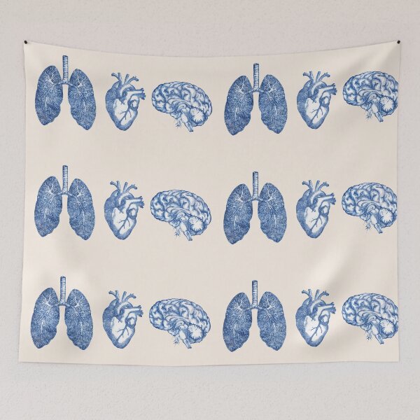 Item preview, A set of human organ, lungs, heart and brain, blue navy designed and sold by Collagedream.