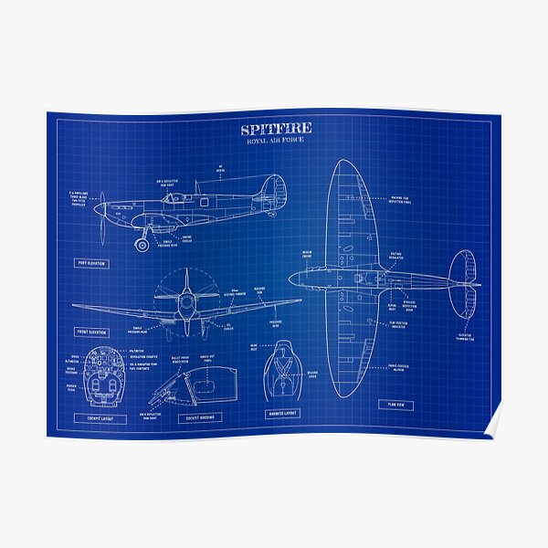 SPITFIRE: Royal Air Force (Blueprint) Poster