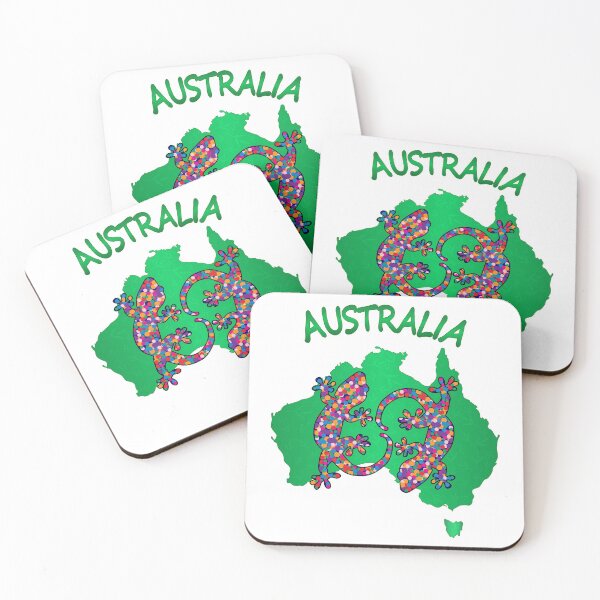 Item preview, Map of Australia with two lizards designed and sold by Kajaniko.