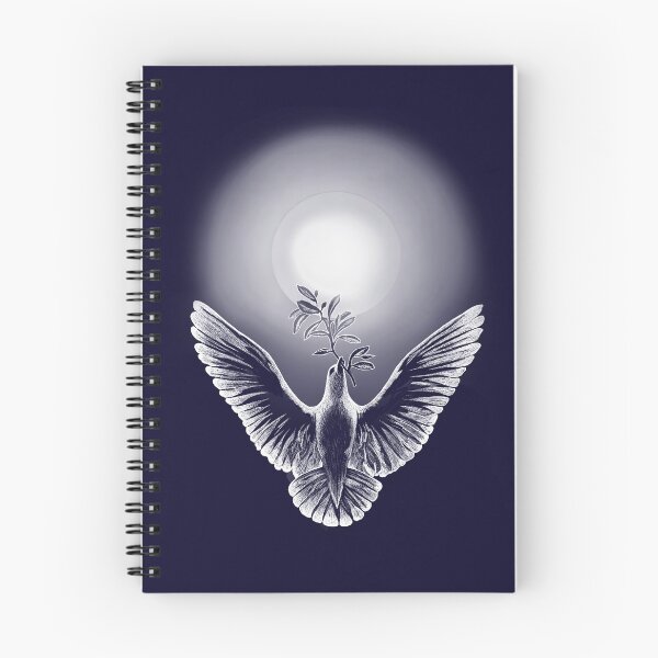 Item preview, a peace dove with a twig in its beak drawn with white lines and the sun above it designed and sold by nataliavavilina.