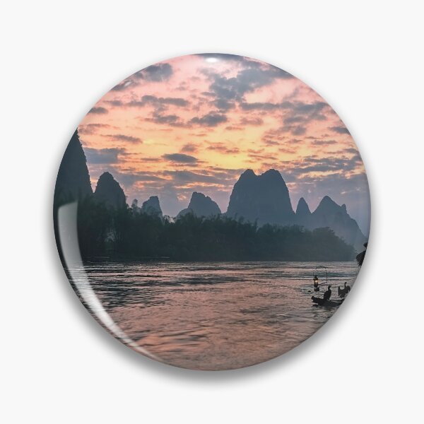 Item preview, Man rowing Boat Between The Mountains designed and sold by JTS STORE.