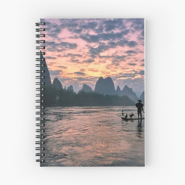 Item preview, Man rowing Boat Between The Mountains designed and sold by JTS STORE.