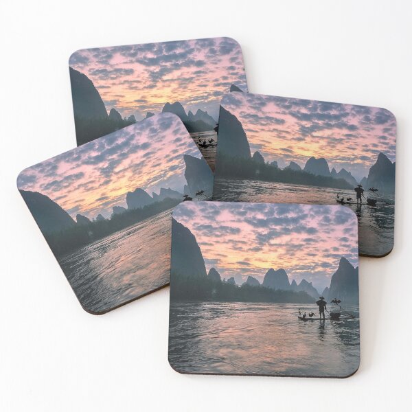 Item preview, Man rowing Boat Between The Mountains designed and sold by JTS STORE.