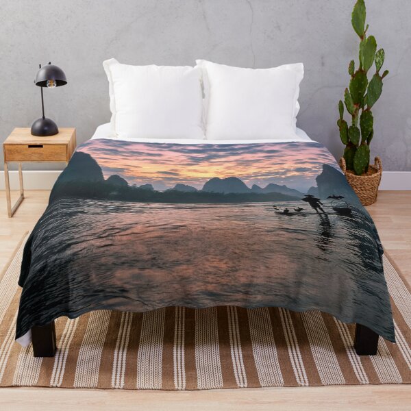 Item preview, Man rowing Boat Between The Mountains designed and sold by JTS STORE.