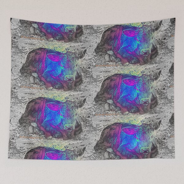 Item preview, COOL COW ART , PYCHEDELIC CALF PRINT  designed and sold by Opalbluerose.