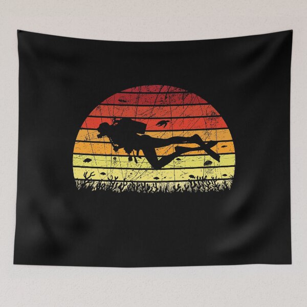 Item preview, Retro Vintage Sunset Scuba Diving Gift for Scuba Diver, Spearfishing, Dive Master designed and sold by xtocky.