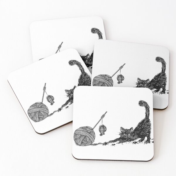 Item preview, Cute Black Cat playing with Yarn  designed and sold by emassketches.
