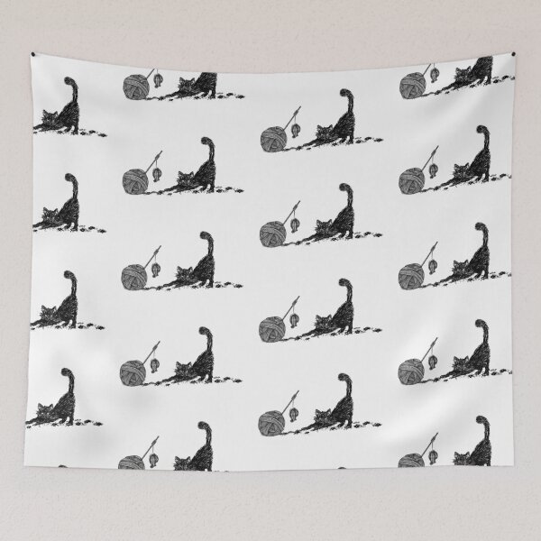 Item preview, Cute Black Cat playing with Yarn  designed and sold by emassketches.