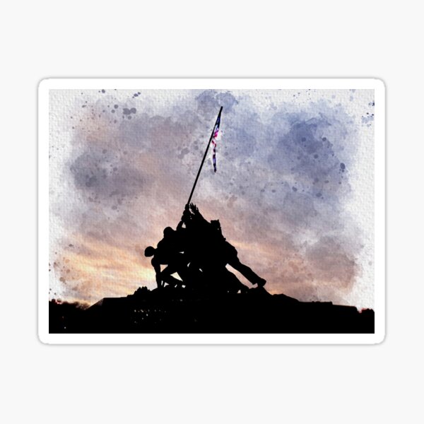 Iwo Jima Statue, Watercolor Sticker