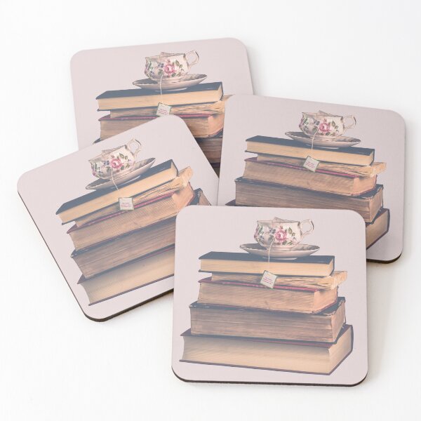 Item preview, Tea and a stack of books | cottagecore aesthetic designed and sold by HopeAveDesigns.