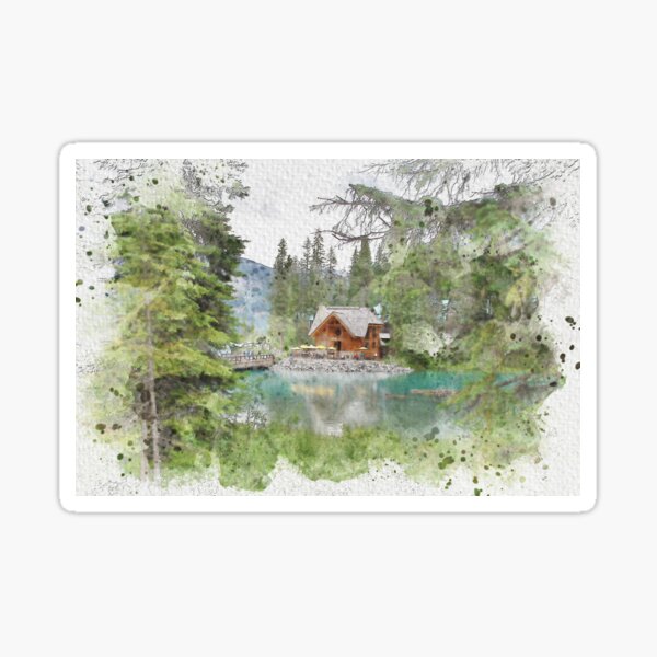 Emerald Lake Lodge, Watercolor Sticker