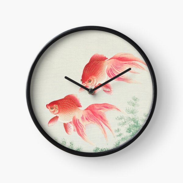 Gracieux Goldfish Two Voil Goldfish par Ohara Koson Horloge