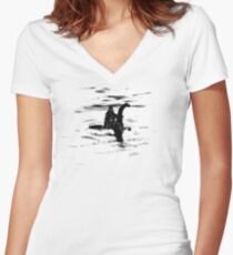 Bigfoot and the Loch Ness Monster team-up confirmed? Women's Fitted V-Neck T-Shirt