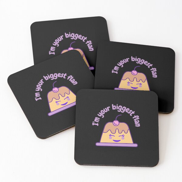 Item preview, I'm Your Biggest Flan, I'm Your Biggest Fan food pun black designed and sold by GoodMoodFood.