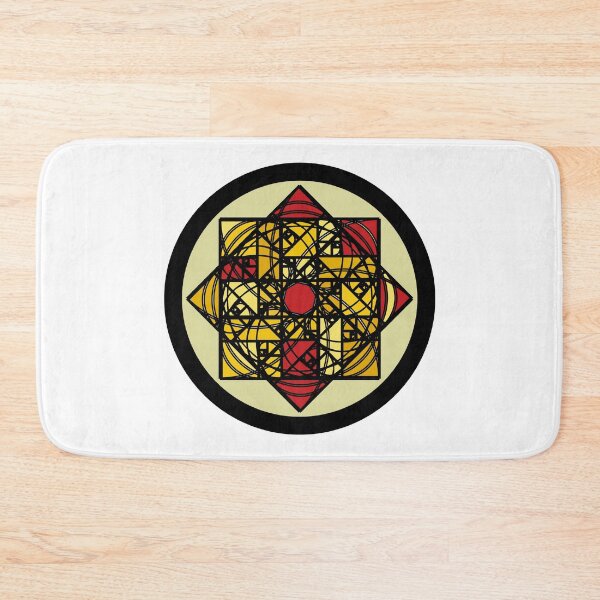 Item preview, Red and yellow Geometric Star / Geometric star on colourful square background, within circle. designed and sold by BDLVandFriends.