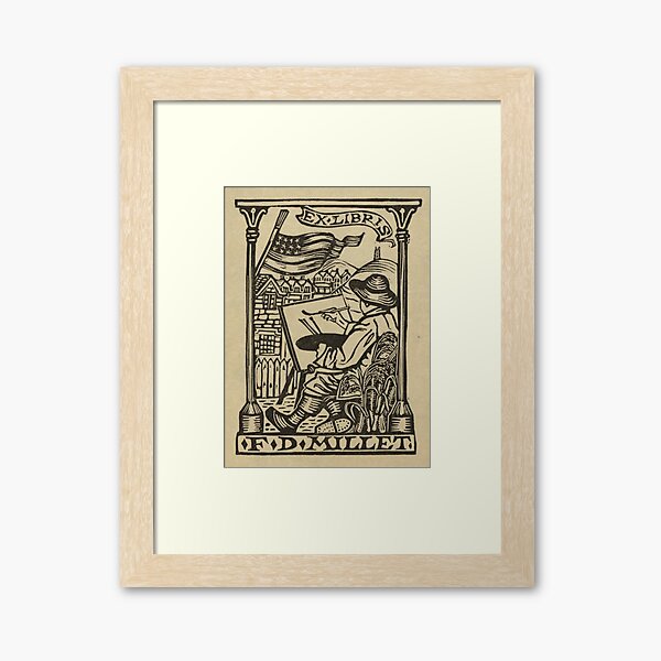 Francis D. Millet, bookplate, VINTAGE POSTER Framed Art Print